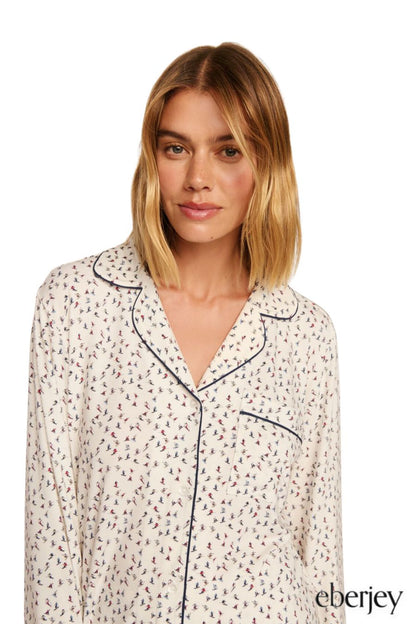Gisele Long PJ Set in On the Slopes Ivory/Navy by Eberjey