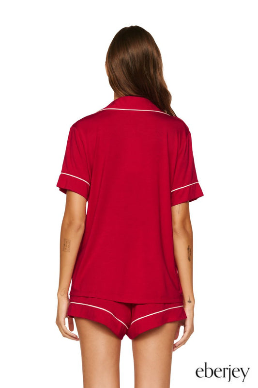 Gisele Relaxed Short PJ Set in Holly Red/Ivory by Eberjey