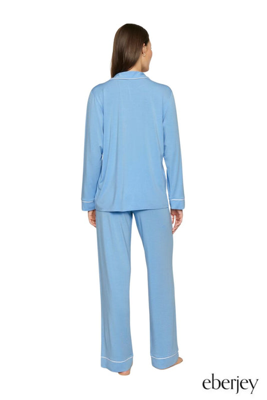 Gisele Long PJ Set in Summer Blue/White