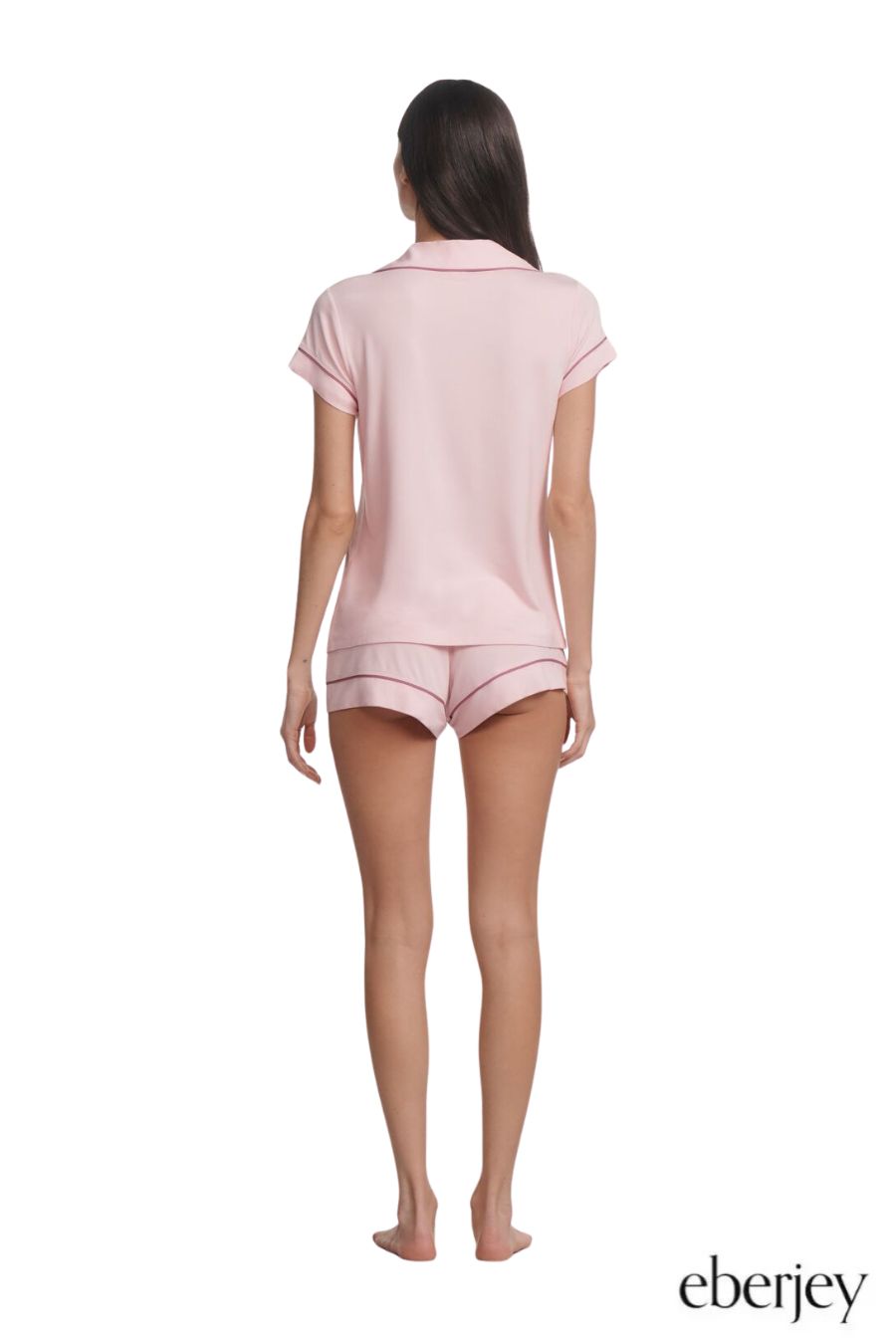 Gisele Relaxed Short PJ Set in Pale Pink/Fig