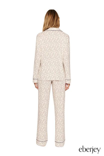 Gisele Long PJ Set in On the Slopes Ivory/Navy by Eberjey