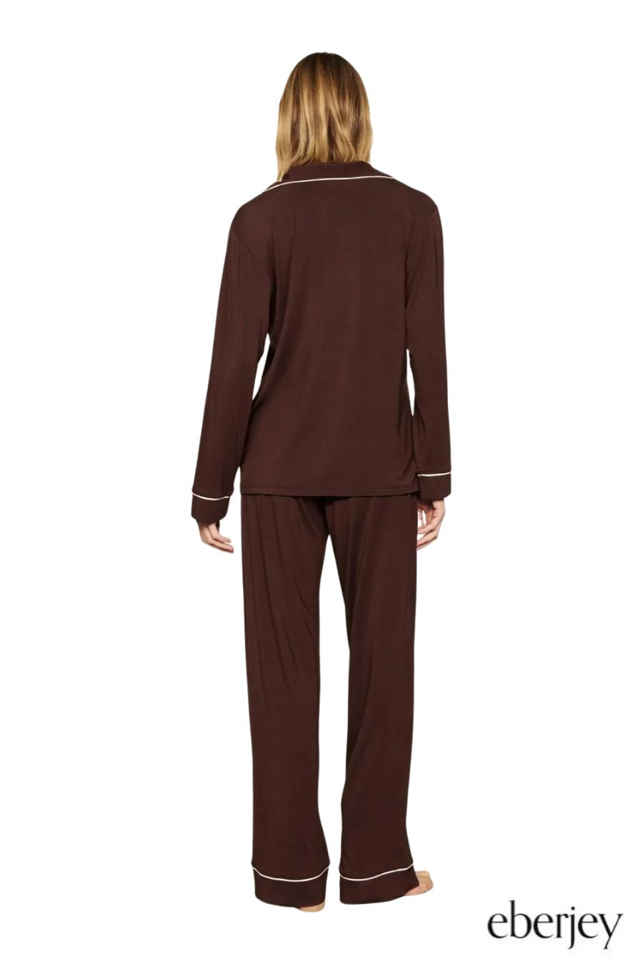 Gisele Long PJ Set in Chocolate/Ivory