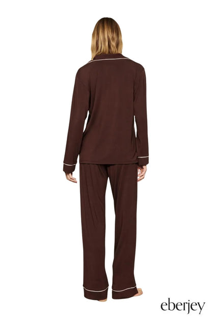 Gisele Long PJ Set in Chocolate/Ivory