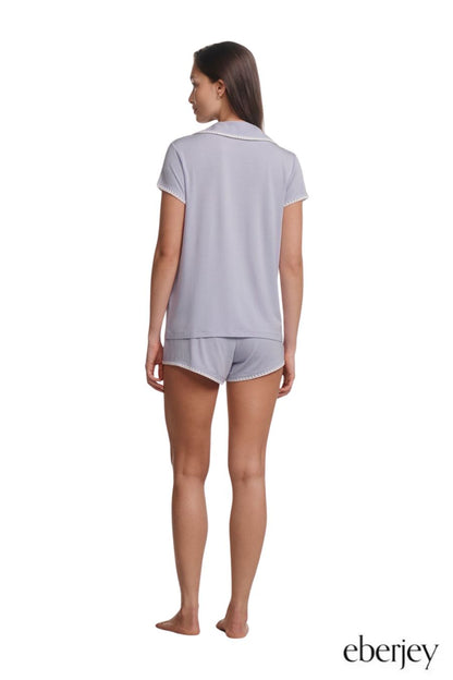 Frida Shortie Short PJ Set in Lavender/Ivory