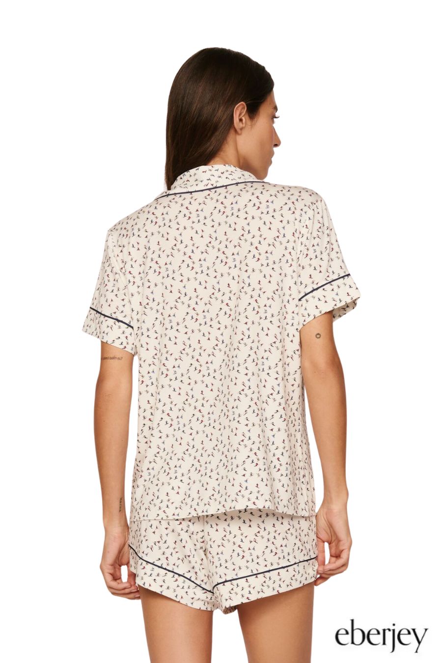 Relaxed Short PJ Set in On the Slopes Ivory/Navy by Eberjey