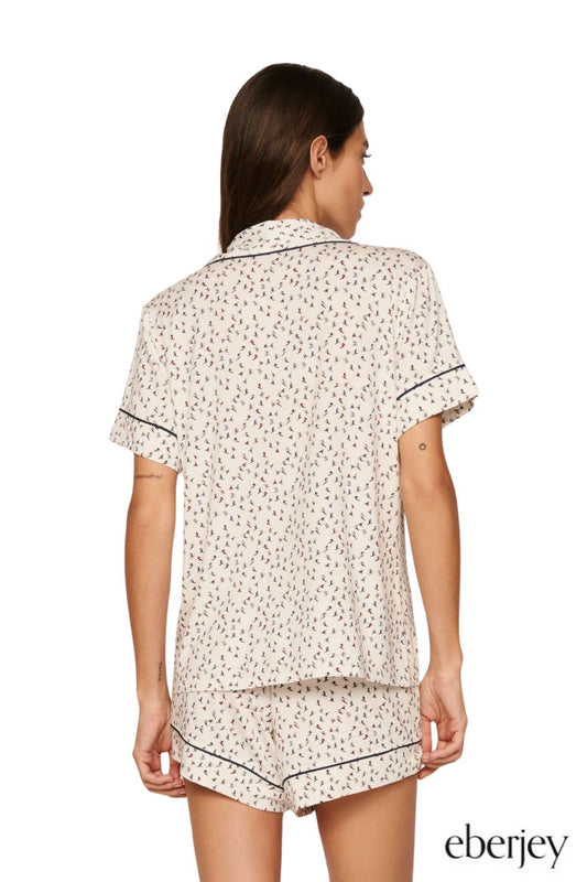 Relaxed Short PJ Set in On the Slopes Ivory/Navy by Eberjey