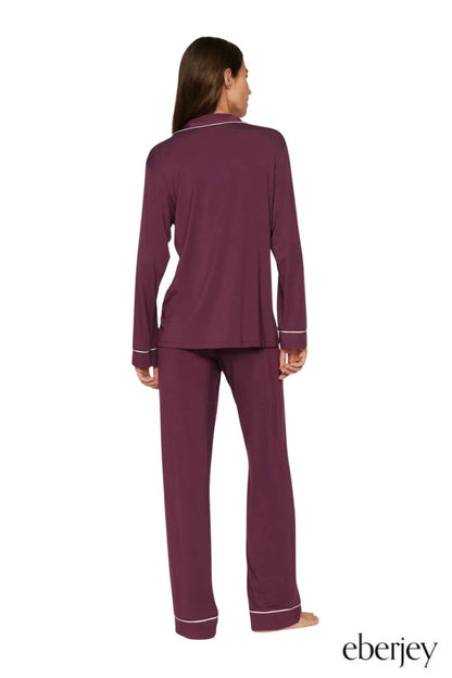 Gisele Long PJ Set in Wildberry/Ivory