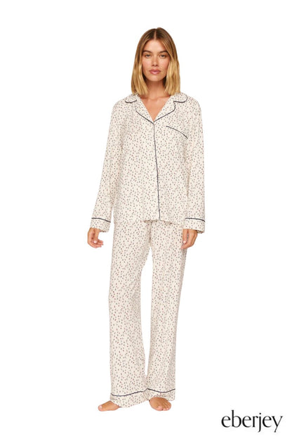 Gisele Long PJ Set in On the Slopes Ivory/Navy by Eberjey