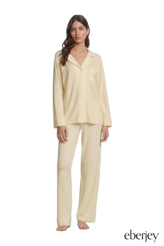 Gisele Long PJ Set in Butter/Ivory