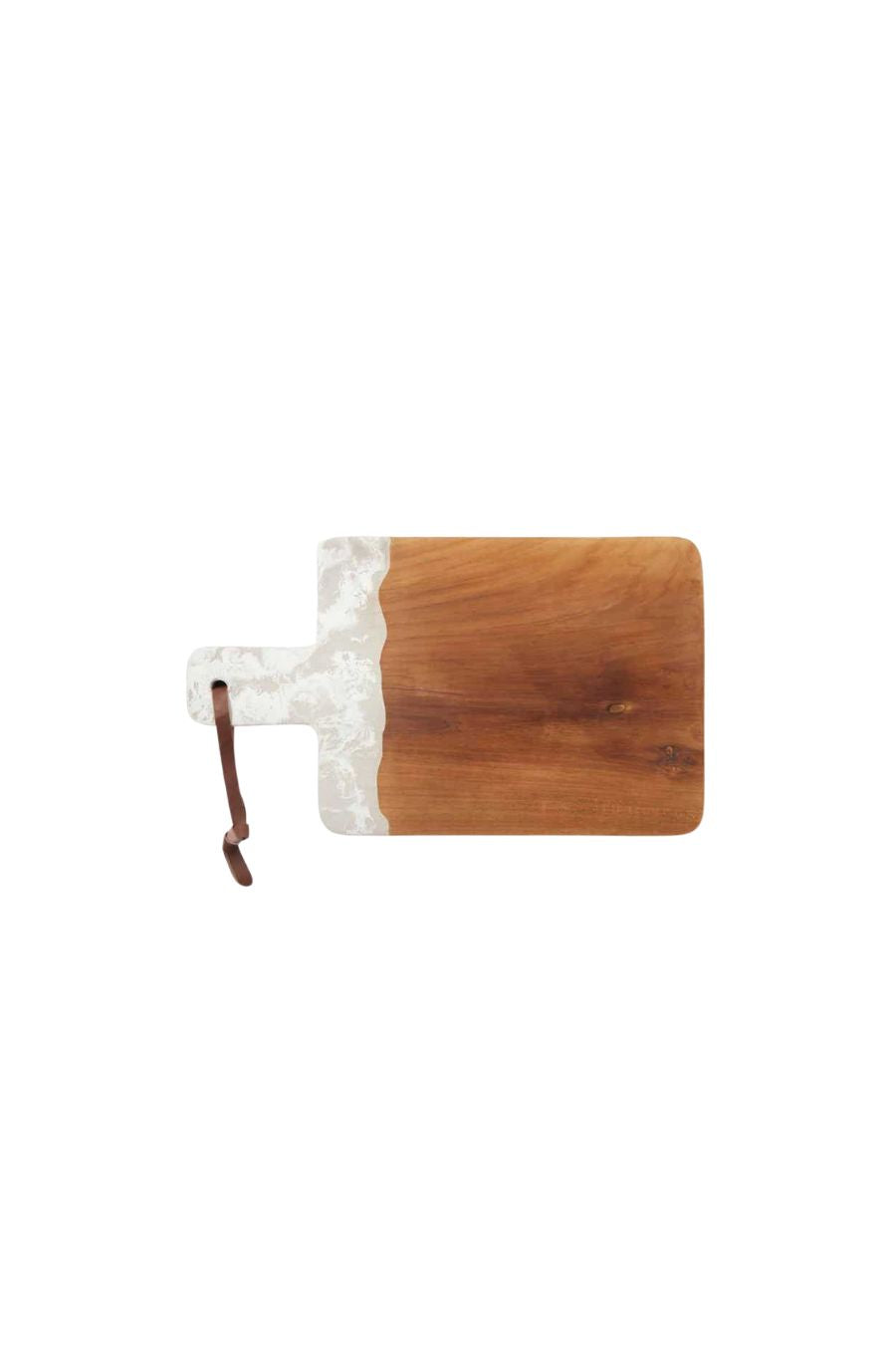 Serving Board in White Resin/Natural Teak