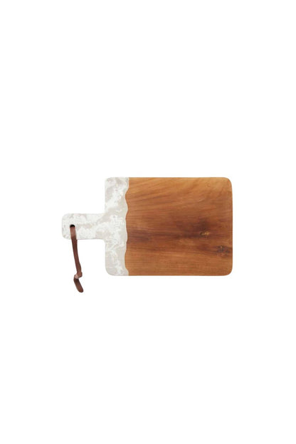 Serving Board in White Resin/Natural Teak