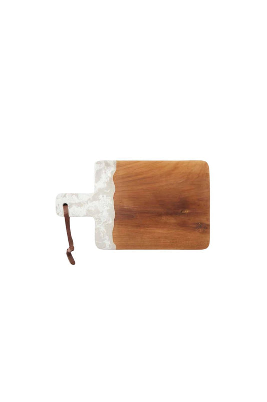 Serving Board in White Resin/Natural Teak