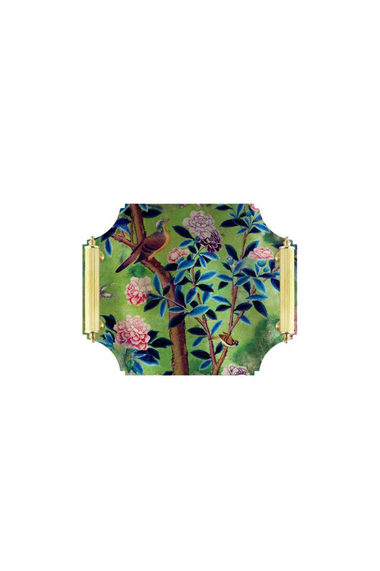 Acrylic Tray in Green Chinioserie