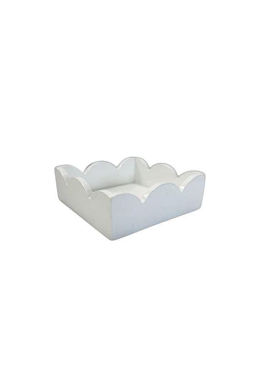 Lacquered Scalloped Napkin Holder | White