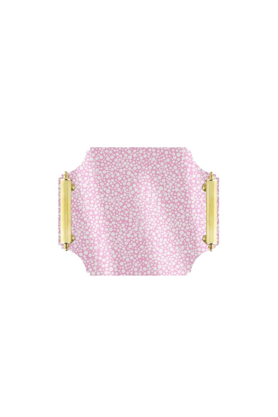 Acrylic Tray in Pink Dot with Brass Handles