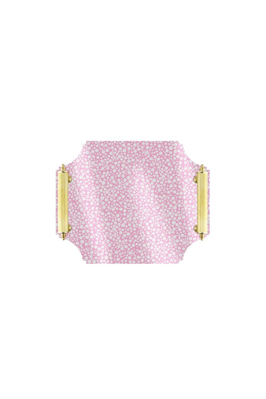 Acrylic Tray in Pink Dot with Brass Handles