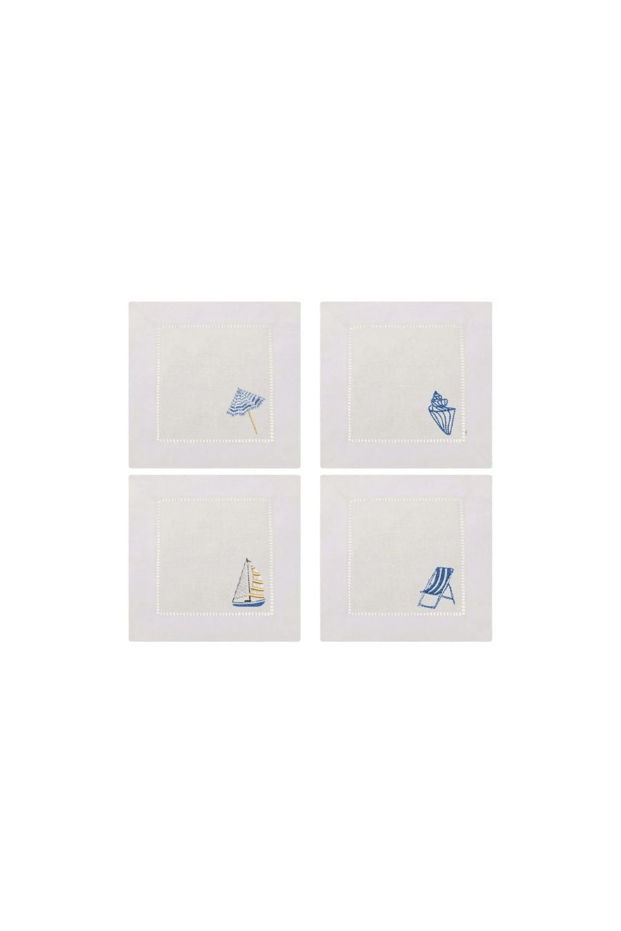 At the Beach Embroidered Cocktail Napkins S/4