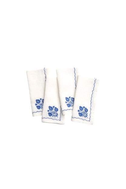 Pomegranate Trio Cobalt Linen Napkin