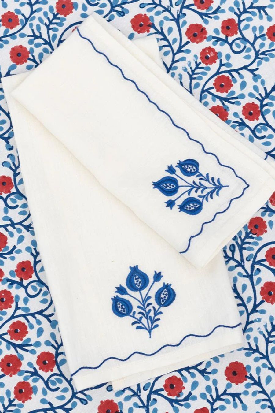 Pomegranate Trio Cobalt Linen Napkin
