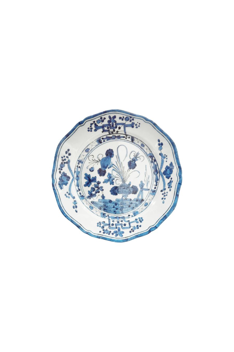 VIDA Faenza 11" Dinner Plate Set of 4 White and Blue
