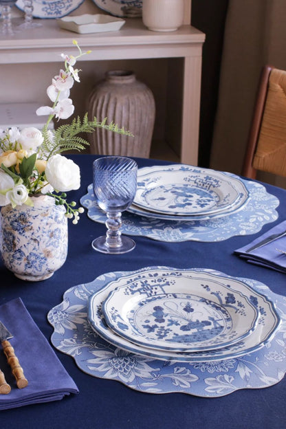 VIDA Faenza 9" Salad Plate Set of 4 White and Blue