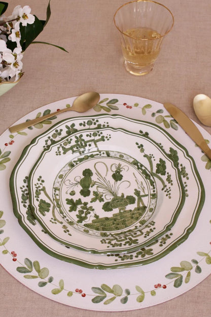 VIDA Faenza 9" Salad Plate Set of 4 White and Green