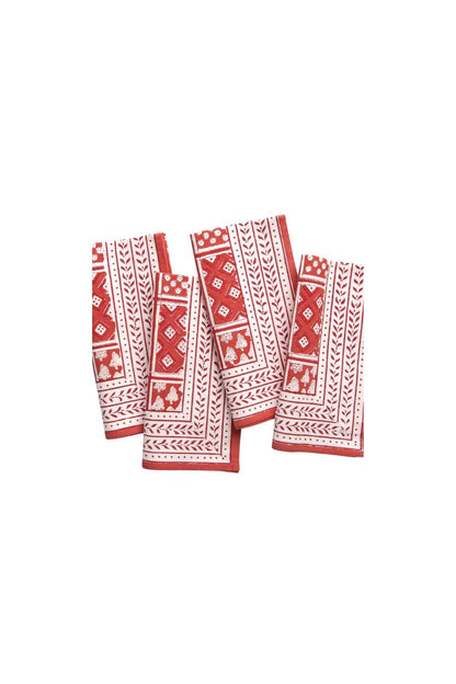 Pom Buti Patchwork Red Napkin | Set of 4