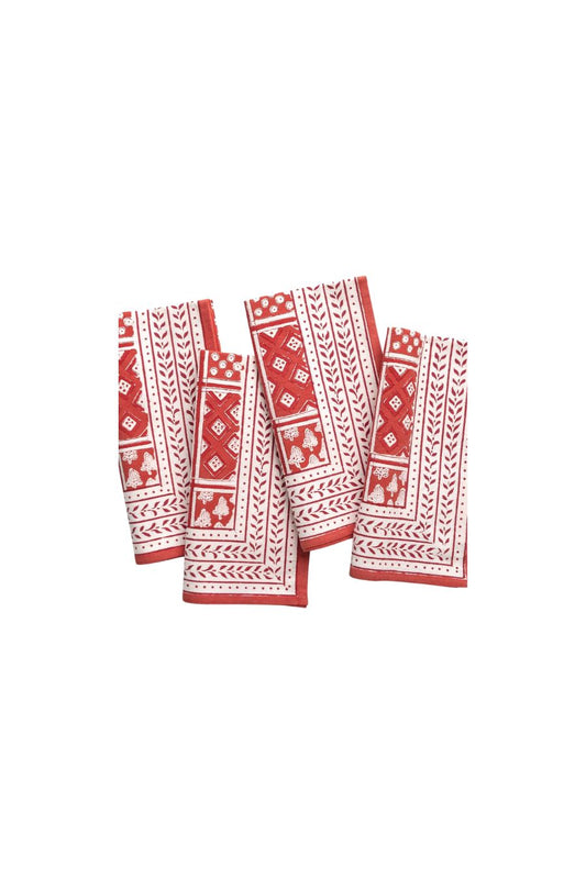 Pom Buti Patchwork Red Napkin | Set of 4