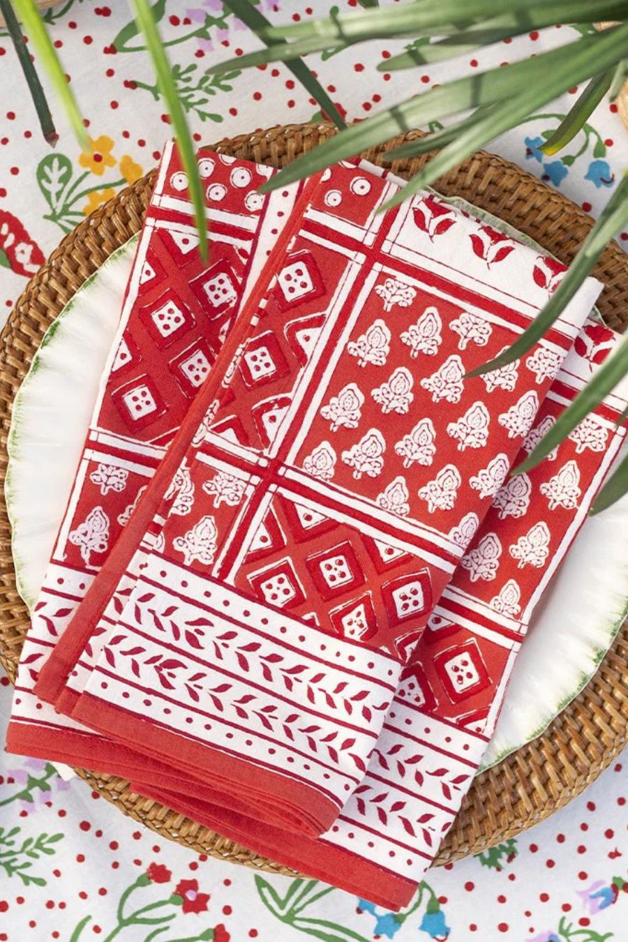 Pom Buti Patchwork Red Napkin | Set of 4