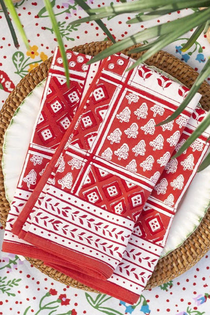 Pom Buti Patchwork Red Napkin | Set of 4