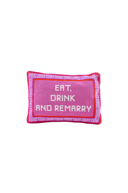 Eat Drink Remarry Needlepoint Pillow