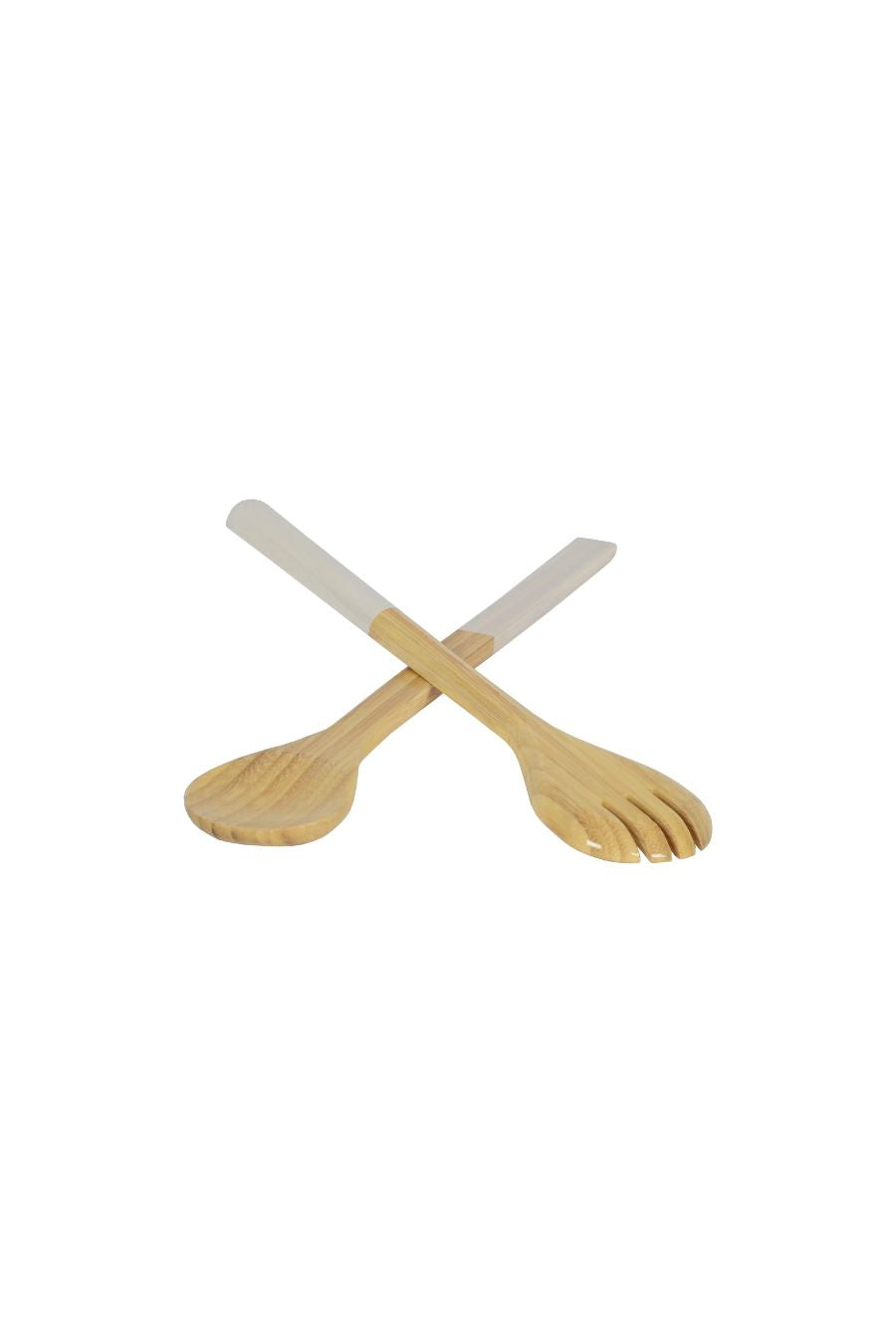 Large Bamboo Salad Servers in White