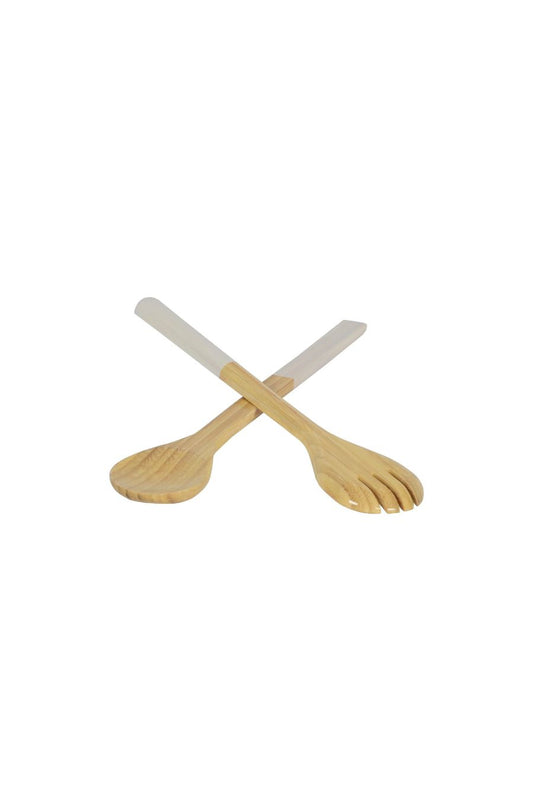 Large Bamboo Salad Servers in White