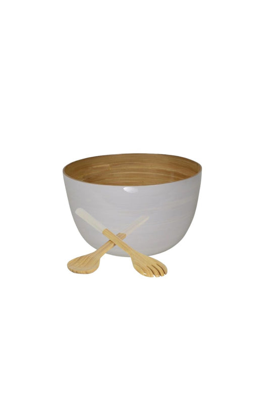 Mixing Bowl & Salad Servers in White