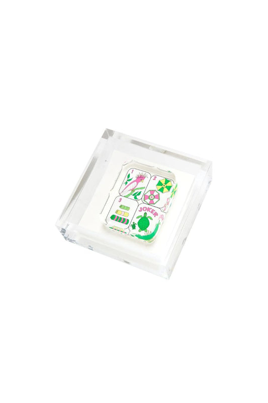 Palm Beach Mahjong Tiles Acrylic Cocktail Napkin Holder