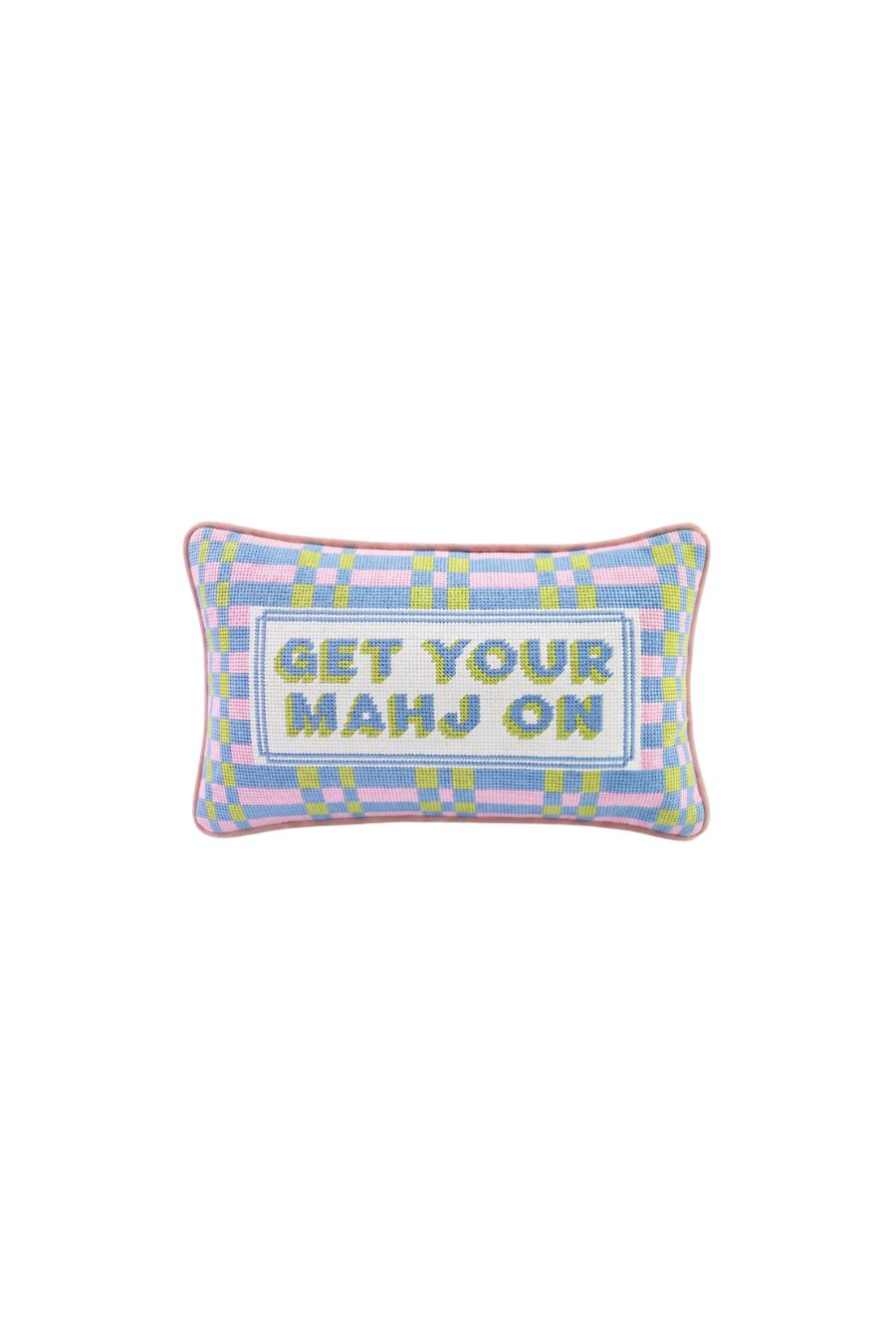 Get Your Mahj On Needlepoint Pillow