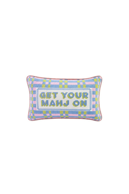 Get Your Mahj On Needlepoint Pillow