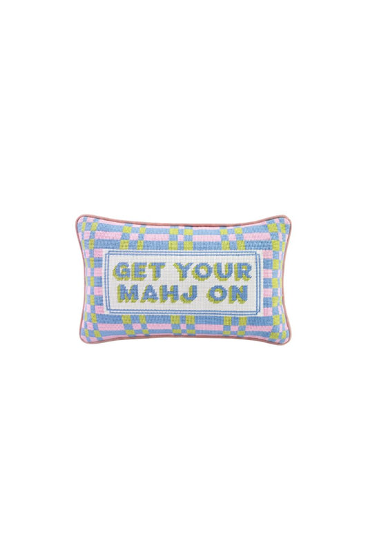 Get Your Mahj On Needlepoint Pillow
