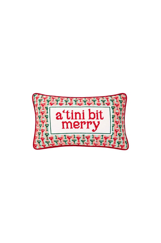 A Tini Bit Merry Needlepoint Pillow by Furbish Studio