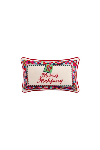 Merry Mahjong Needlepoint Pillow by Furbish Studio