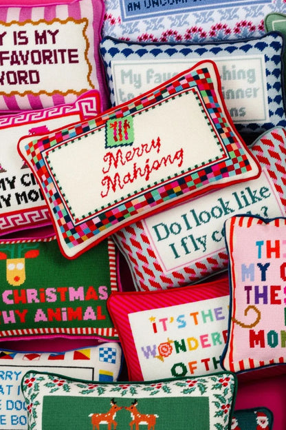 Merry Mahjong Needlepoint Pillow by Furbish Studio