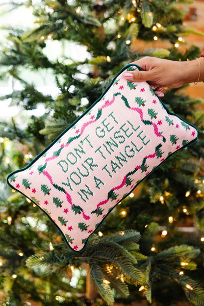 Tinsel in a Tangle Needlepoint Pillow by Furbish Studio