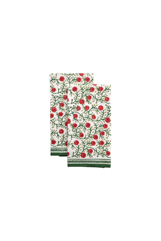 Stephanie Red/Green Tea Towels, Set of 2 by Pomegranate