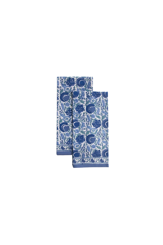 Bohemian Floral Blue & Aqua Tea Towels