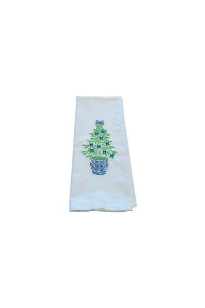 Chinoiserie Tree with Blue Bows Towel by Vibrantly Blue