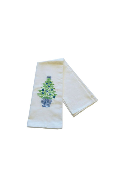 Chinoiserie Tree with Blue Bows Towel by Vibrantly Blue