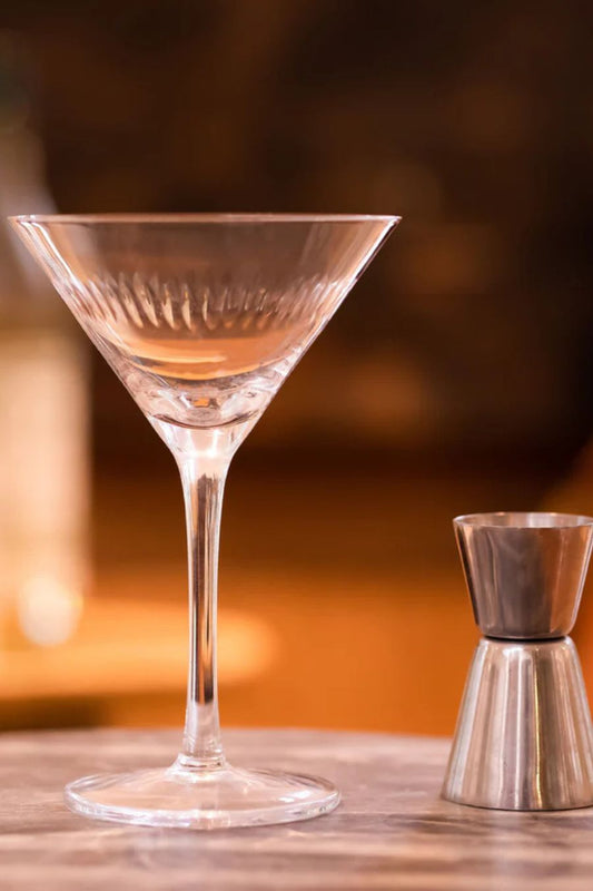 Crystal Martini Glasses with Spears Design S/2