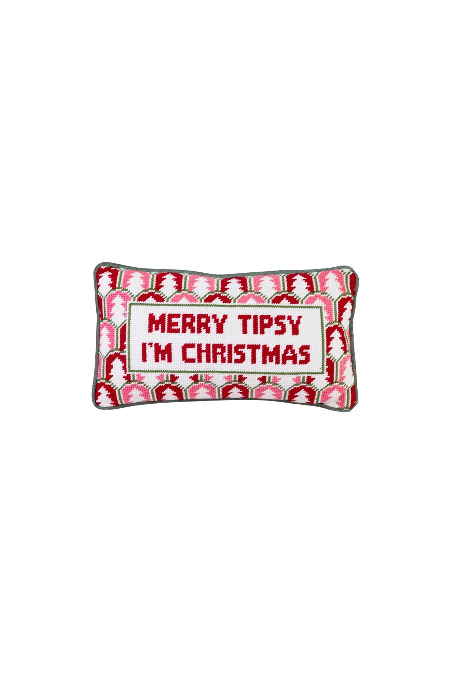 Merry Tipsy Needlepoint Pillow