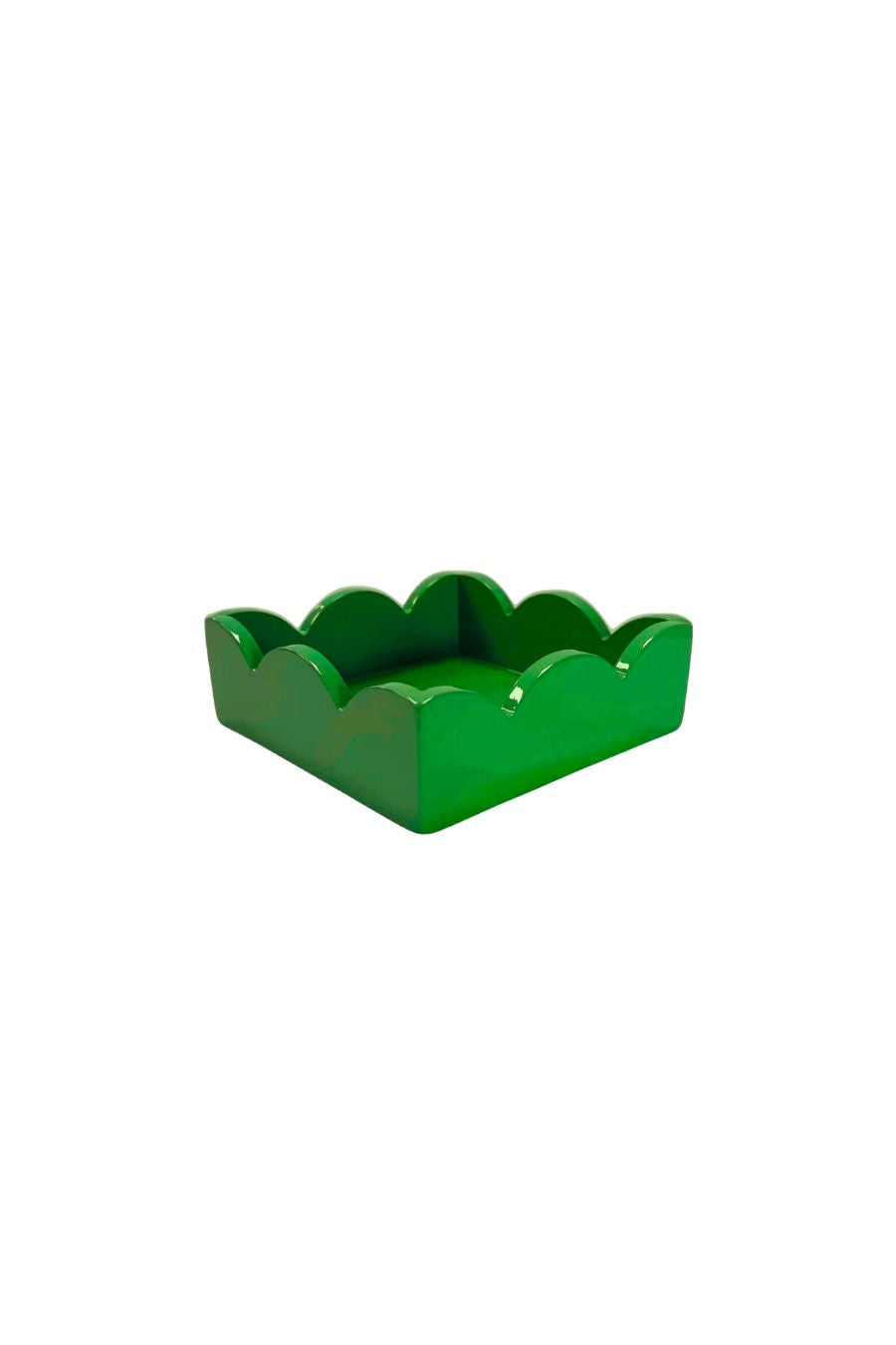 Lacquer Scalloped Napkin Holder in Green by WH Hostess