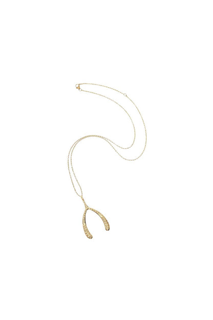 LUCKY Pave Wishbone Necklace